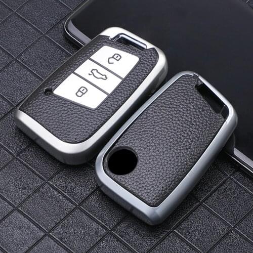New Arrival Folding Leather Car Key+TPU Shell Cover Case For Volkswagen Vw Magotan Passat B8 Golf For Skoda Superb A7 Box