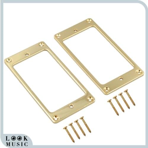 Pair Electric Guitar Humbucker Frame Flat Metal Humbucker Pickup Mounting Rings For LP Electric Guitar Parts Chrome Black Gold