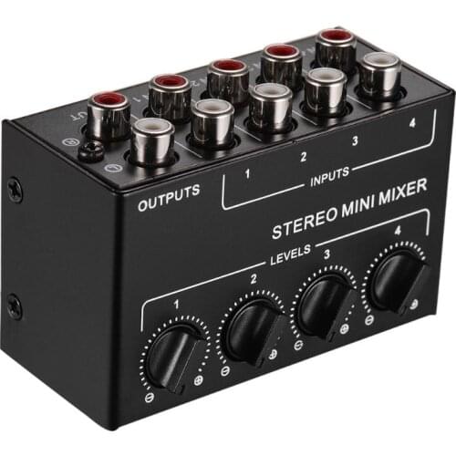T3EE CX400 Mini Passive Stereo Mixer Rca 4-Channel Passive Mixer Small Mixer Mixer Stereo Dispenser for Live Studi-o