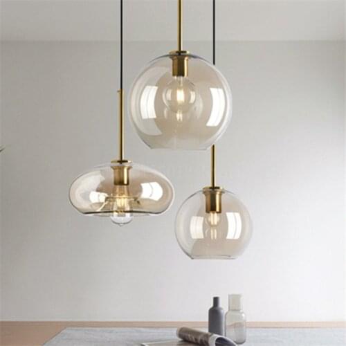 Nordic Amber Glass Pendant Lights Designer Industrial Style Restaurant Chandelier Modern Simple Cafe Bar Glass Small Chandeliers