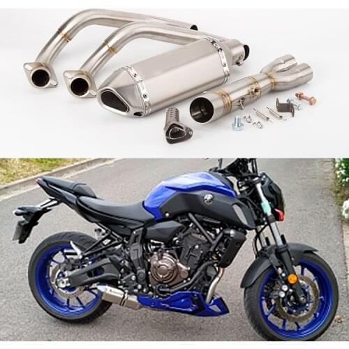 Full Exhaust System Link Mid Pipe 304 Stainless Steel For MT-07 FZ-07 2014-2018 XSR700 FZ07 MT MT07 Slip on