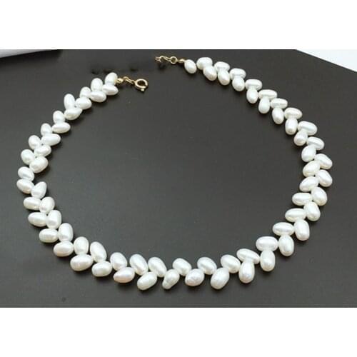 Freshwater pearl rice white/pink/purple necklace 6-7mm wholesale nature beads FPPJ 39cm