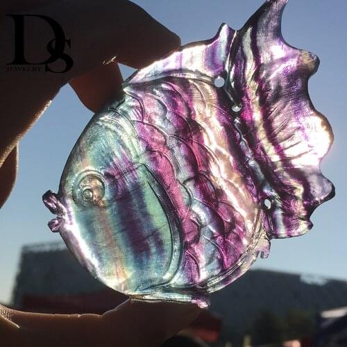 Natural Colorful Fluorite Fish Energy Crystal Carving Fish Pendant Marine life Animals Healing Home Decoration Gift
