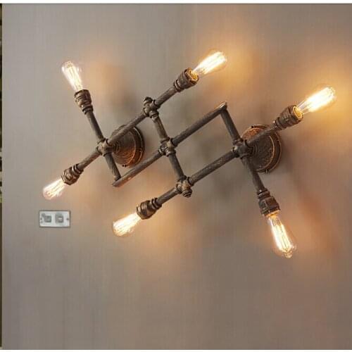 Retro Rustic Water Pipe Wall Lamp Vintage Fixtures Loft Style Industrial Edison Wall Sconce corridor wall lamp