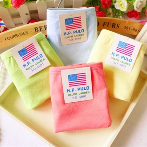 Cute Candy Colors Cotton Underwear Girl Underwear Solid Color Triangle Panties Girl Briefs Multi-Color In Stock