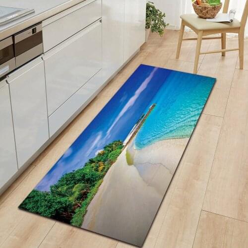 Blue sea kitchen mat entrance door mat bedroom floor decoration living room carpet bathroom non-slip carpet