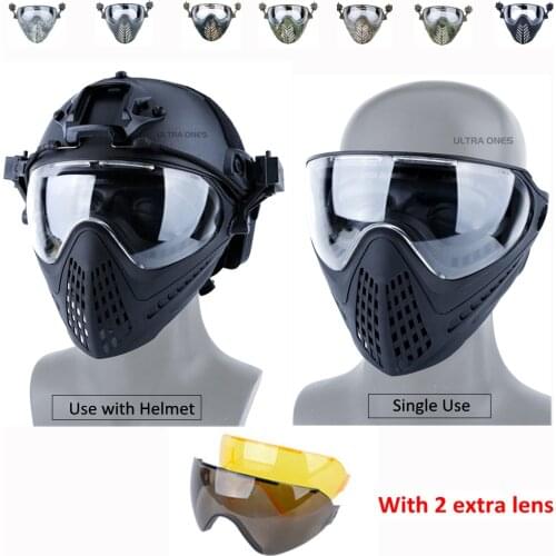 Tactical Masks with 3 Lens Airsoft Hunting Rifle Air Gun Cs Games Military Shooting Paintball Full Face Protective Masks