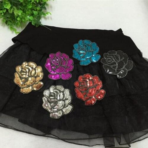 5pcs/lot Iron On Patches Clothes DIY Flower Sequined Patches For Clothing Sequins Stickers Sewing Patches Decoration