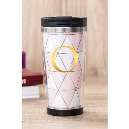 Gift Shop Letter O Lozenge Pattern Thermos Cup