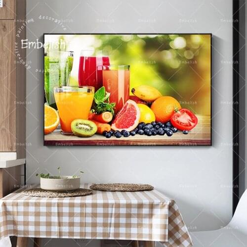Embelish Fruit Fruits Juice Kitchen Home Decor Pictures For Living Room Wall Art Posters Resturant HD Canvas Painting Artworks