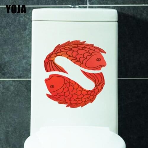YOJA 23.3X24.9CM Two Individual Red Carp Home Decor Wall Sticker Toilet Decal T3-1062