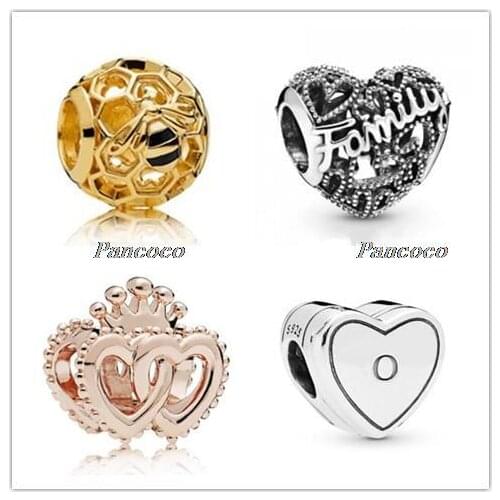 925 Sterling Silver Charm Family Blooming Heart Charm Beads Fit Women Pandora Bracelet & Necklace Diy Jewelry