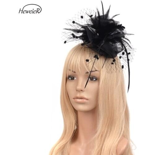 2019 New Handmade Fascinator Feather Veil Dot Hair Clip Cocktail Races Wedding Party Hairpiece Headdress Lady Women Hairpins
