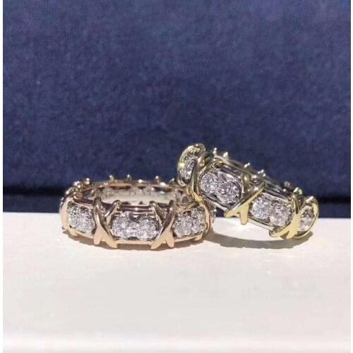 Female trend fashion classic cross zircon ring S925 sterling silver high quality exquisite jewelry couple gift