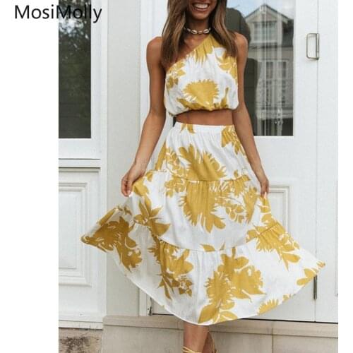 MosiMolly 2021 Summer Dress Boho Beach Dress Print Dress Two Pieces Set Dress Female Vestidos
