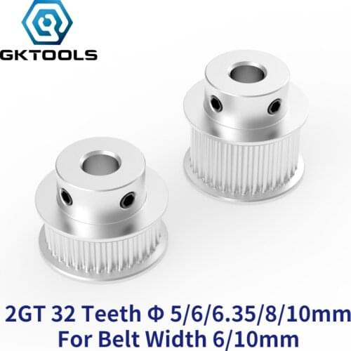 GKTOOLS GT2 Timing Pulley 2GT 32 Tooth Teeth Bore 5/6/6.35/8/10mm Synchronous Wheels Width 6/10mm Belt 3D Printer Parts