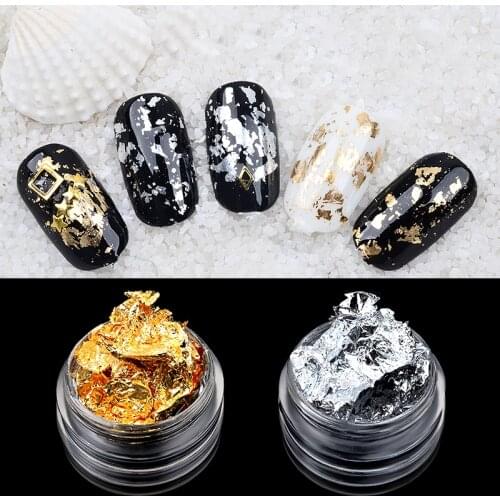 1box Gold Silver Nail Foil Nail Art Decorations Stickers Irregular Foils Sticker Paper 3d Glitter Flakes DIY Manicure