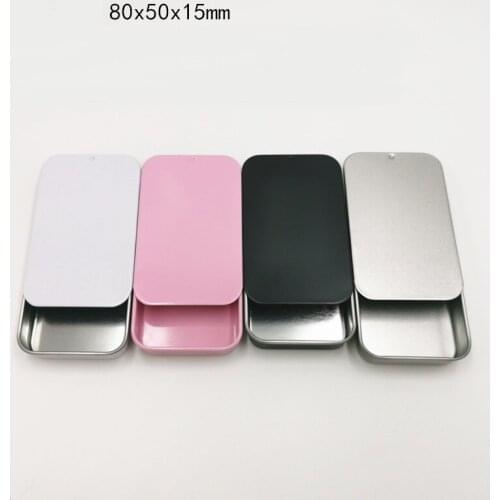 1PC 8x5x1.5cm Mini Tin Box Rectangular Sliding Empty Iron Box Portable Lipstick Cream Storage For Jewelry Candy Pill Cases
