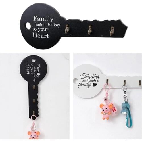1 Pcs Retro Wood Key Shape Holder Wall Multifunction Storage Rack Decor Room Hanging Gifts Home Door Wall Iron Hooks Organizer