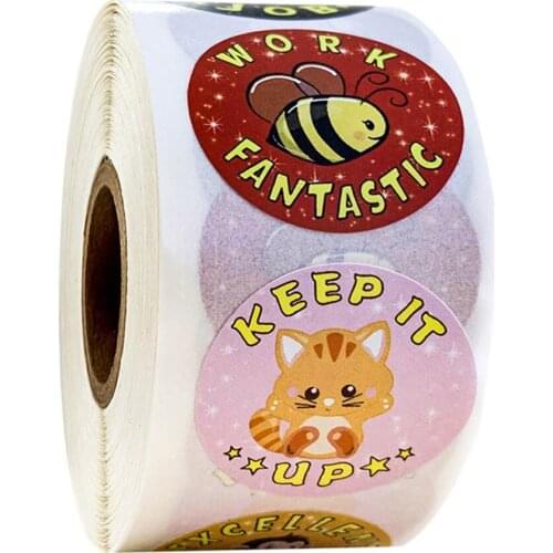 100-500pcs/roll Lovely Cat Stickers For School Reward Stickers Classroom Decoration Encouragement Sticker For Student Teacher