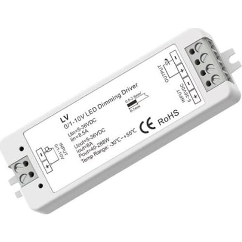 20PCS 8A*1CH 5-36VDC CV 0/1-10V Dimming Driver LV Dimming controller 1-10V PWM constant voltage dimmer for 0-10V LED strip