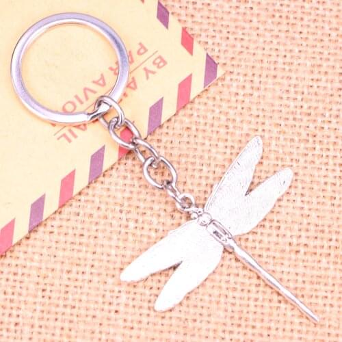 20pcs New Fashion Keychain 43*47 mm dragonfly Pendants DIY Men Jewelry Car Key Chain Ring Holder Souvenir For Gift