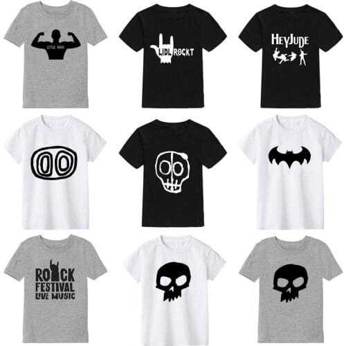 2021 Summer Childrens T-Shirt Fashion 100% Cotton Boy T Shirt Girl Cartoon Skull Print Girl T-Shirt Top Boy Clothes 2-10Y