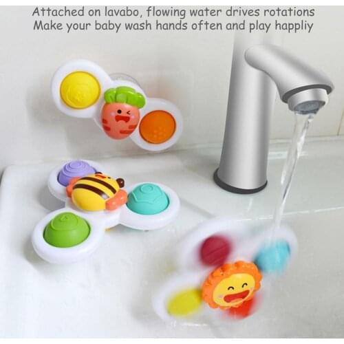 3PCS Montessori Baby Spin Top Bath Toys For Boy Children Cartoon Bathing Sucker Spinner Suction Cup Toy For Kids Birthday Gift