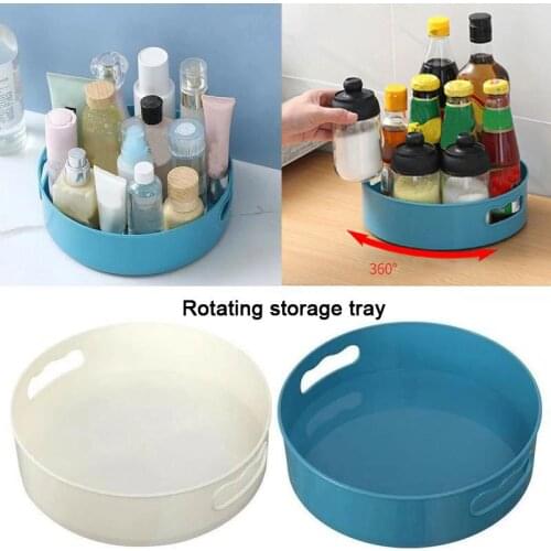 360 Rotating Tray Kitchen Storage Containers for Spice Jar Snack Food Tray Bathroom Storage Box Non Slip Cosmetics Organizer