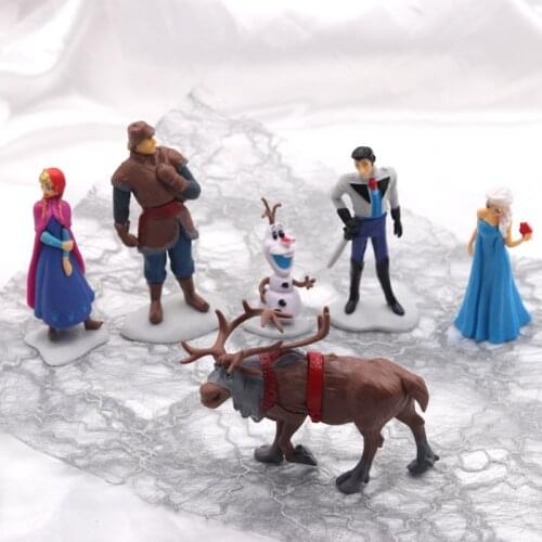 6 Pcs/set Disney Frozen Anime Princess Pvc Action Figure Princess Elsa Anna Kristoff Sven Olaf PVC Model Toy For Kids Birthday