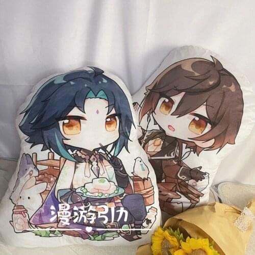 Anime Genshin Impact Diluc Ganyu Venti Hu Tao Tartaglia Zhongli Plush Stuffed Pillow Cute Doll Toy Cartoon Cushion Student Gifts
