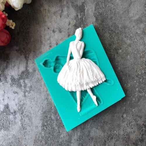 Aouke Swan Ballet Girl Silicone Mold DIY Fondant Cake Mold Jelly Dry Pez Mold Baking Appliance J060