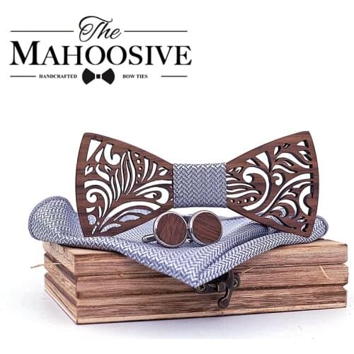 Floral tie Wooden bow tie Silk Jacquard Woven Men Butterfly Self Bow Tie BowTie Pocket Square Handkerchief Suit bow tie Set