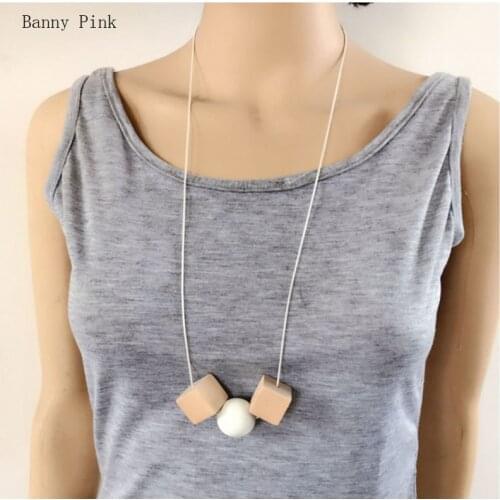 Ethnic Wood Beads Statement Long Chain Necklace For Women Vintage Geo Pendant Necklace Fashion Jewelry Colliers Chunky Necklace