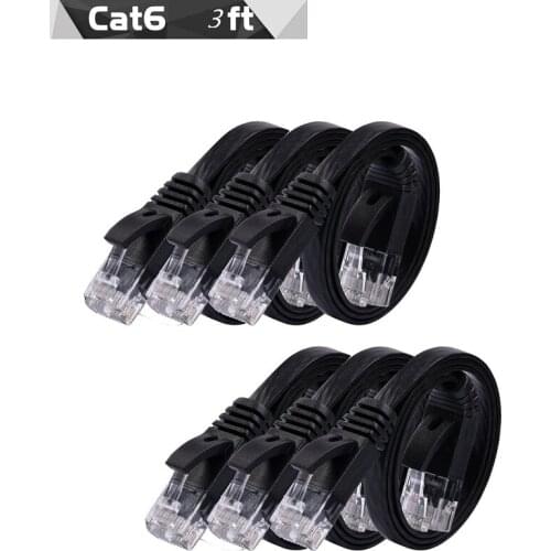 6pack 1.5m 5FT cable CAT6 Flat UTP Ethernet Network Cable RJ45 Patch LAN cable black/ blue / white color