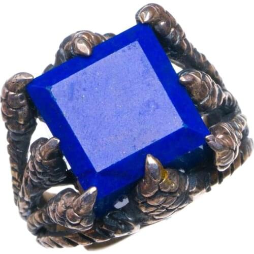 Natural Lapis Lazuli Dragon Paw Opening Handmade 925 Sterling Silver Ring 11.25 D1311