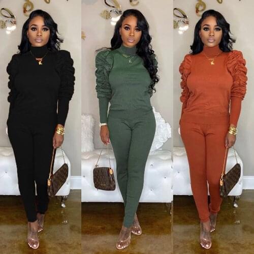Two Piece Set Elegant Tracksuit Long Sleeve Office Lady Suit Plus Size Women Outfits Streetwear Loungewear Highneck 2 PC Sets