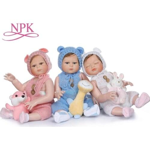NPK 48CM bebe doll reborn triplets sweet newborn baby doll hand detailed painting pinky look full body silicone