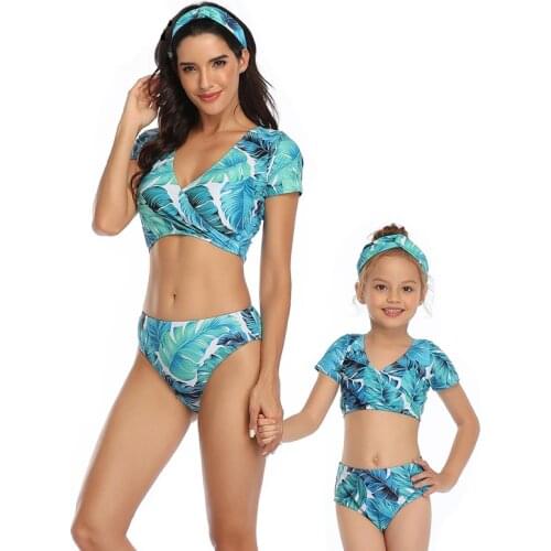 Two Piece High Waist Parent-child Swimwear Women Sexy Mother Daughter Swimsuit Girls Bathing Suit Family Matching Outfits