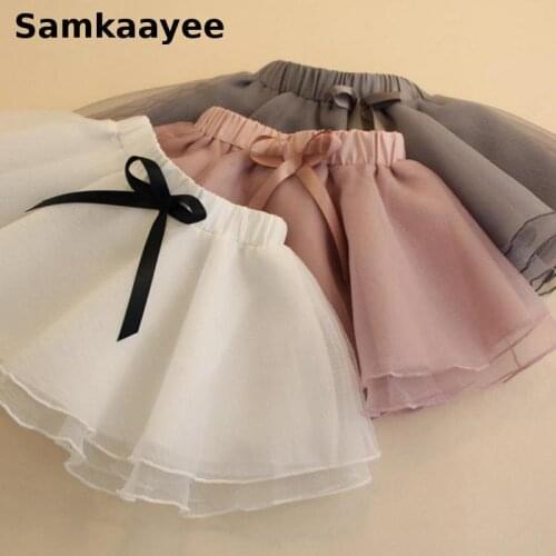 3-9y Tutu Skirt Baby Girls Summer Kids Ball Gown Skirt Bow Princess Clothes Solid Mesh Tulle Pettiskirt Children Clothing y24