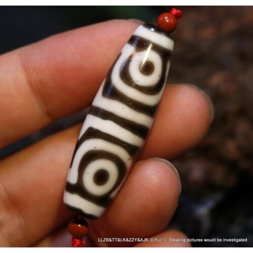 LKbrother Talisman Treasure Energy Energy Power Tibetan Old Oily Agate Patina 4 Eye Tiger Tooth dZi Bead Pendant 5A