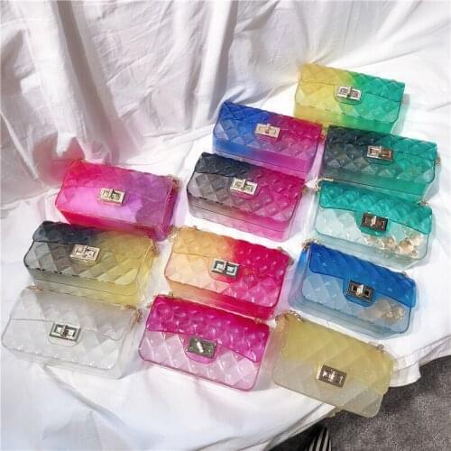 Fashion Transparent Handbag Lady Pvc jelly Beach Bag Candy Color Crossbody for women Mini Shoulder Bag Female Luxury Clutch