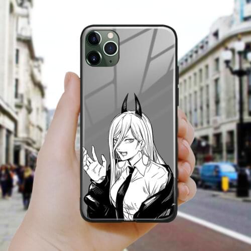 Sexy Power Chainsaw Man art Soft Silicone Glass Phone Case Cover Shell For iPhone SE 6 6s 7 8 Plus X XR XS 11 12 Mini Pro Max
