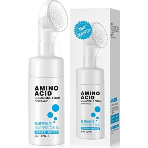 Natural Exfoliating Cleansing Pore Moisture Skin Care Washing Brush Make Up Amino Acid Facial Cleanser Foam