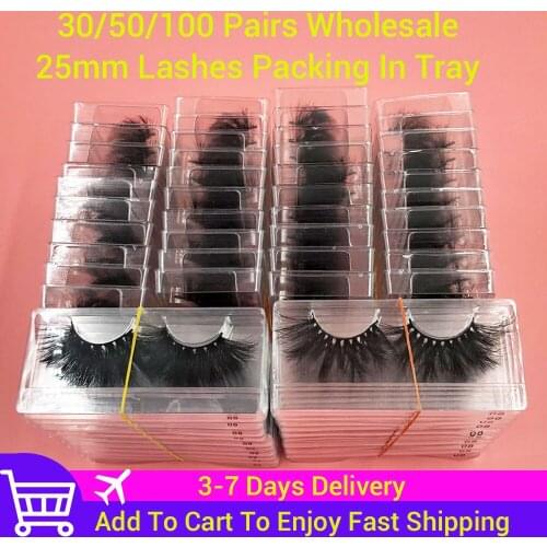 Wholesale 30/50/100 Pairs 3D 25MM Mink Lashes 6D False Eyelashes Bulk Dramatic Makeup Beauty Handmade Strip Lash Packaging Box