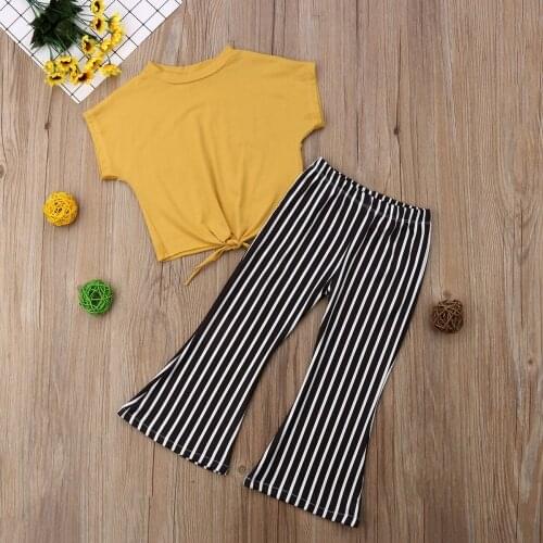 2-7T Summer Outfits Toddler Clothes Girls Loose Shorts T-shirt+Girl Striped Pants Kid Clothing Set Fashion Suits