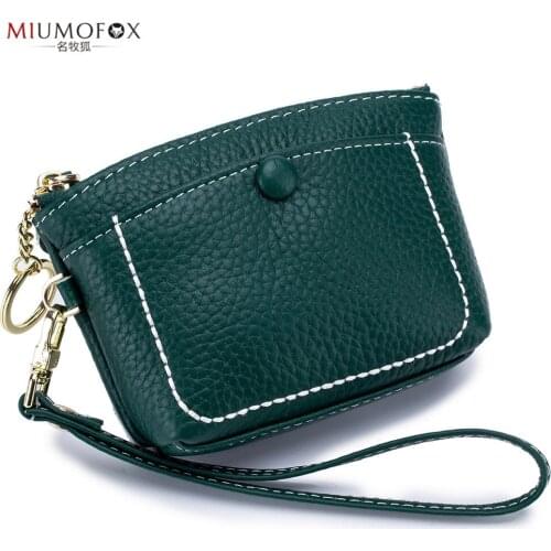 Hand-held Korean coin purse hanging wrist womens small bag, cowhide mini grocery shopping shell bag clutch