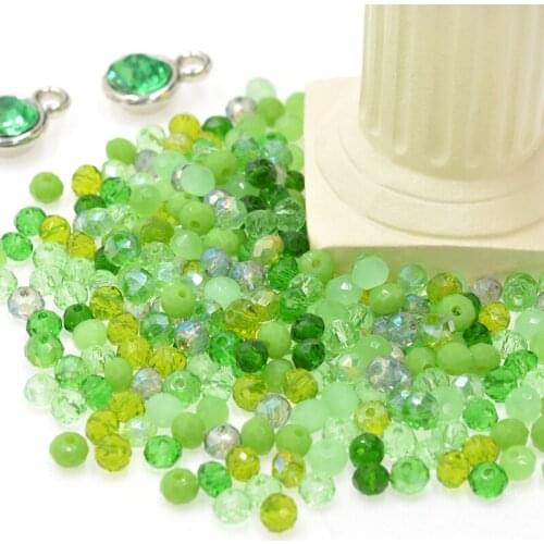 Light Green Multicolor 4/6mm 145/50pcs Rondelle Austria Faceted Crystal Glass Beads Quartz Spacer Round Beads for Jewelry Making