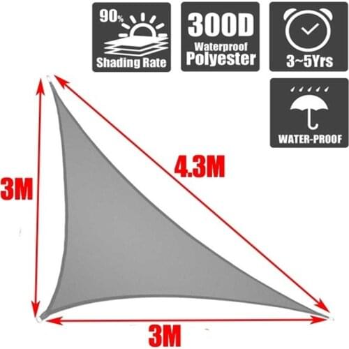 Rodless Tent Right Triangle Sun Shade Gray 300D Awnings for Outdoor Waterproof Oxford Fabric Shade Sail