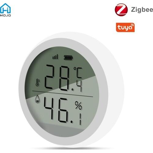 HIMOJO Tuya ZigBee Smart Temperature and Humidity Sensor with LCD Digital Display, Works with Smart Life App, Hub Reuqired